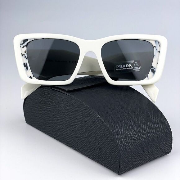 NEW Prada PR08YS 02V5S0 White Havana Black Gray Cat Eye Unisex Sunglasses - Picture 2 of 12